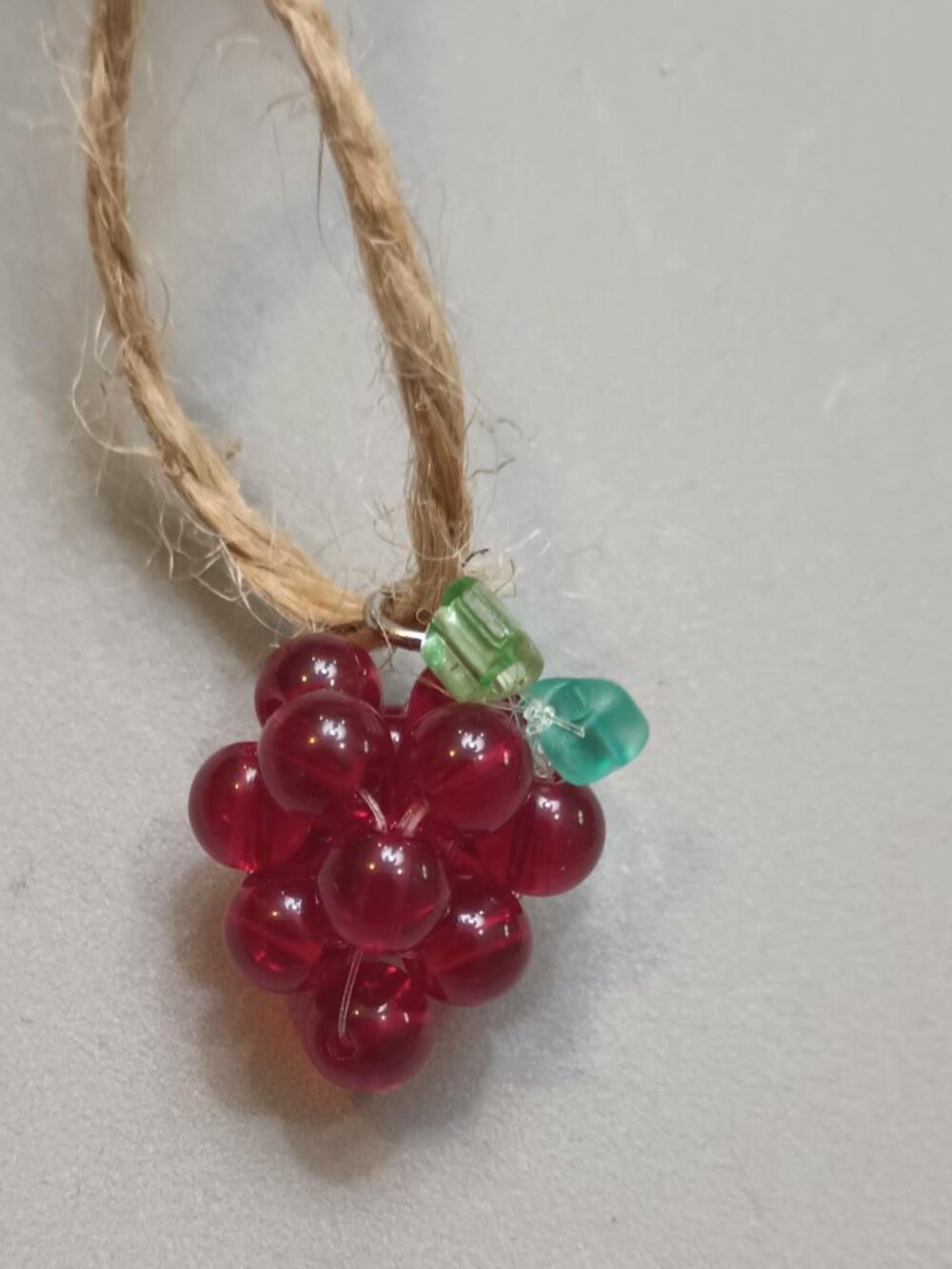 Handmade Beaded Keychain Charm Pendant Red Grape Cluster Fruit Fairy Kawaii Y2K